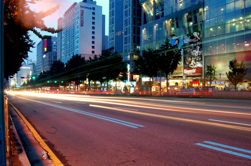 Sinchon at dusk, the university district