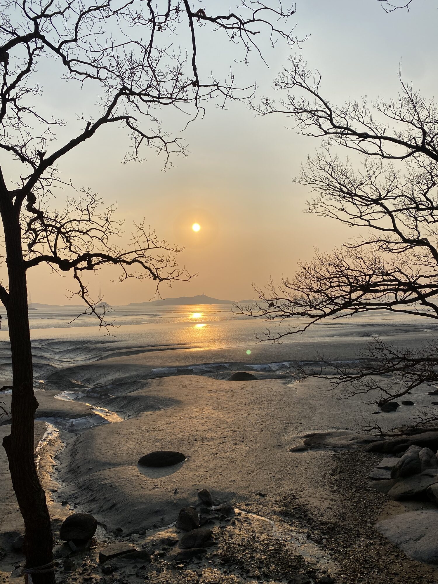 Sunset over the water