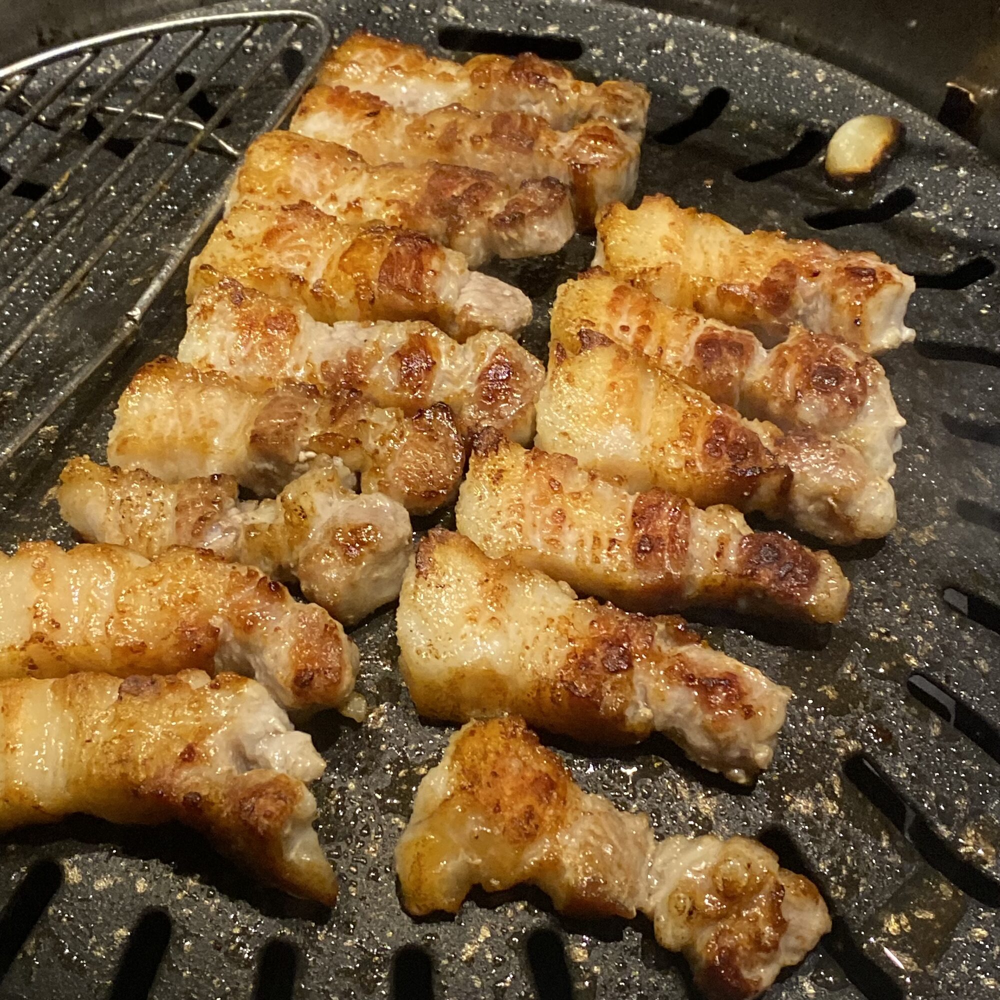 Pork belly on the grill